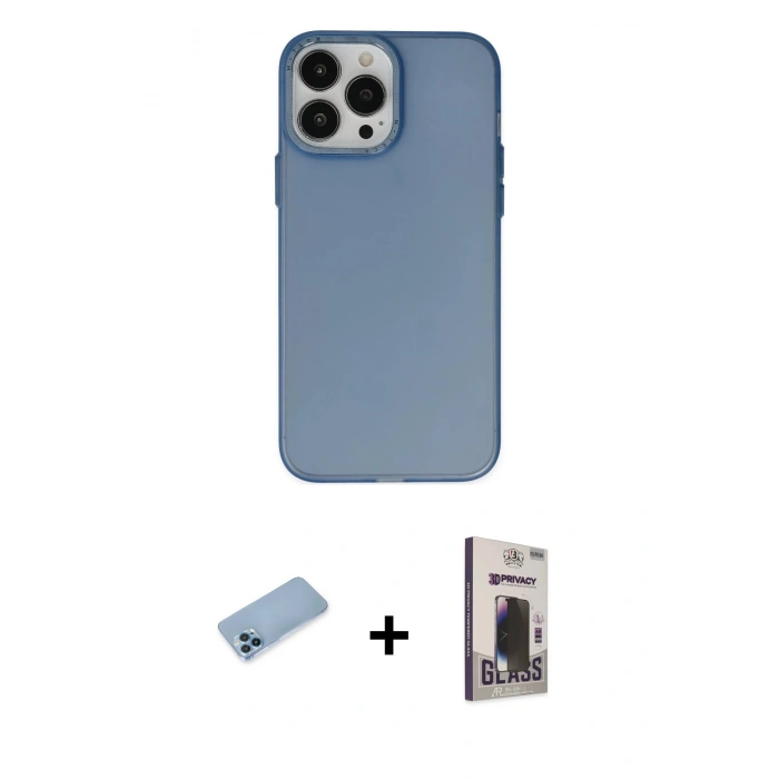 MARSİLYAN™- iPhone 13 Pro Max Kılıf Ahenk Çizgi Prime - Siyah Bilvis Hayalet Cam Ekran Koruyucu + Shine Kamera Lens Koruma Cam - MI