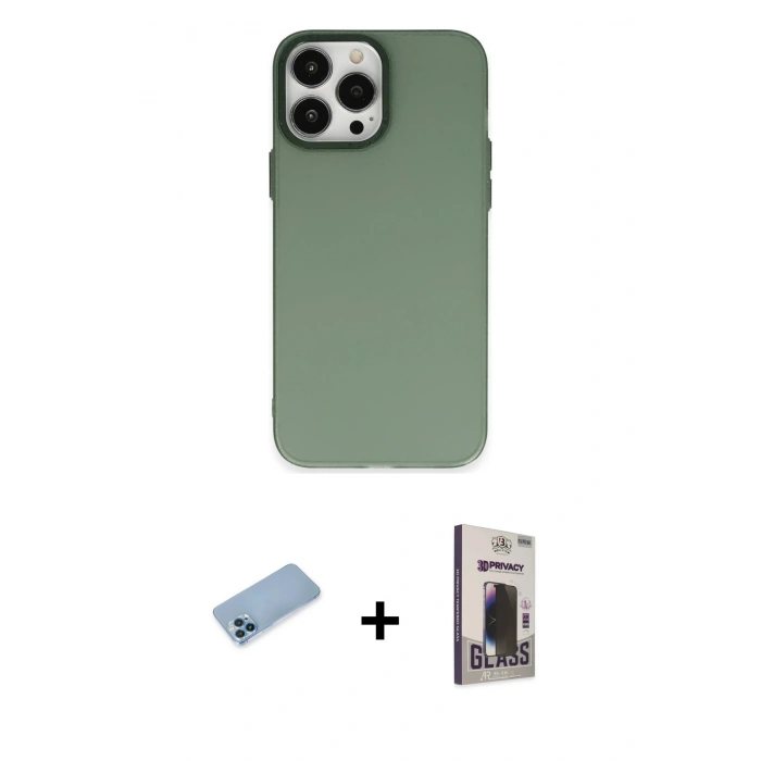 MARSİLYAN™- iPhone 13 Pro Max Kılıf Ahenk Çizgi Prime - Siyah Bilvis Hayalet Cam Ekran Koruyucu + Shine Kamera Lens Koruma Cam - MI