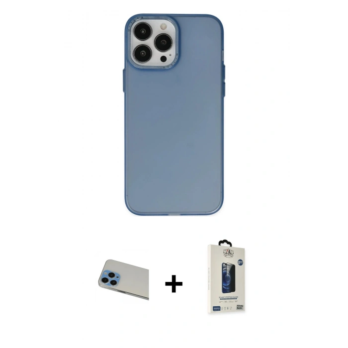 MARSİLYAN™- iPhone 13 Pro Max Kılıf Ahenk Çizgi Prime - Siyah Bilvis Hayalet Cam Ekran Koruyucu + Rainbow Kamera Lens Koruma Cam - MI