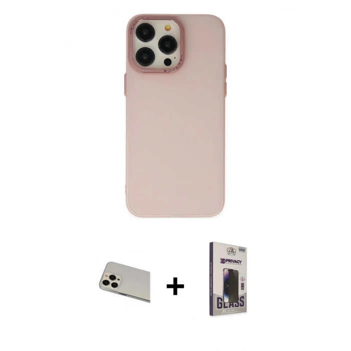 MARSİLYAN™- iPhone 13 Pro Max Kılıf Ahenk Çizgi Prime - Siyah Bilvis Hayalet Cam Ekran Koruyucu + Rainbow Kamera Lens Koruma Cam - REGD