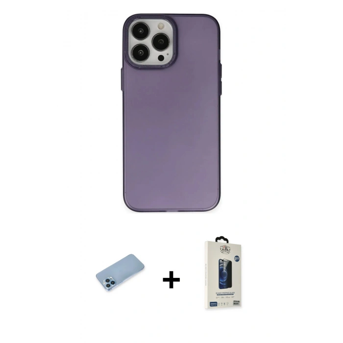 MARSİLYAN™- iPhone 13 Pro Max Kılıf Ahenk Çizgi Prime - Siyah Bilvis Hayalet Cam Ekran Koruyucu + Shine Kamera Lens Koruma Cam - MI