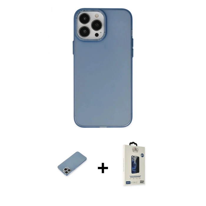 MARSİLYAN™- iPhone 13 Pro Max Kılıf Ahenk Çizgi Prime - Siyah Bilvis Hayalet Cam Ekran Koruyucu + Shine Kamera Lens Koruma Cam - GI