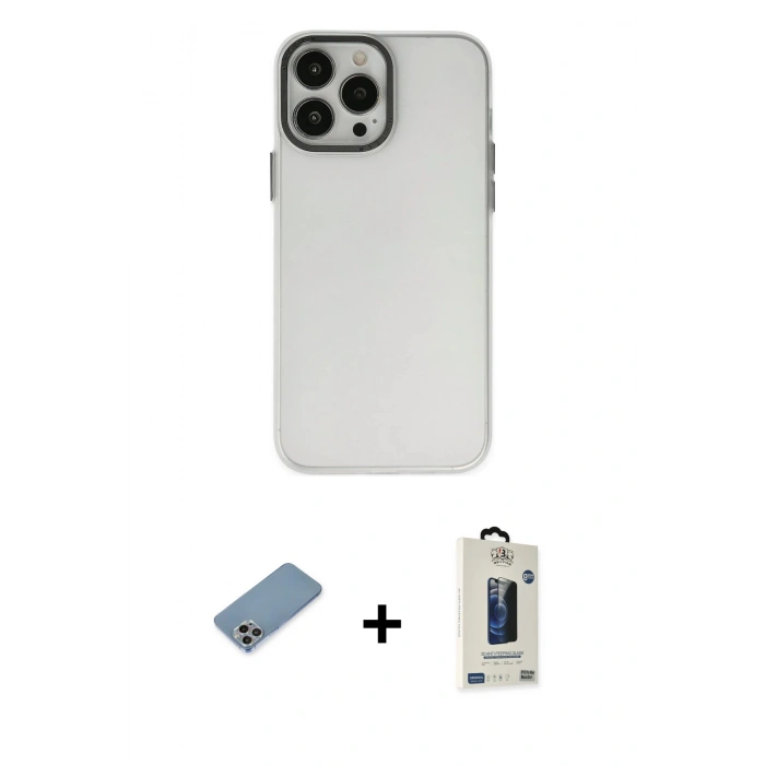 MARSİLYAN™- iPhone 13 Pro Max Kılıf Ahenk Çizgi Prime - Siyah Bilvis Hayalet Cam Ekran Koruyucu + Shine Kamera Lens Koruma Cam - GI