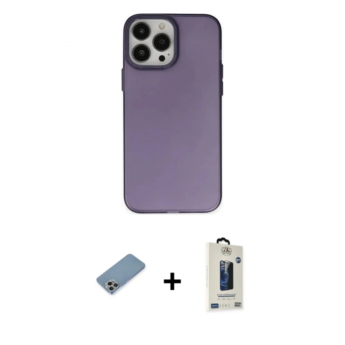 MARSİLYAN™- iPhone 13 Pro Max Kılıf Ahenk Çizgi Prime - Siyah Bilvis Hayalet Cam Ekran Koruyucu + Shine Kamera Lens Koruma Cam - GI
