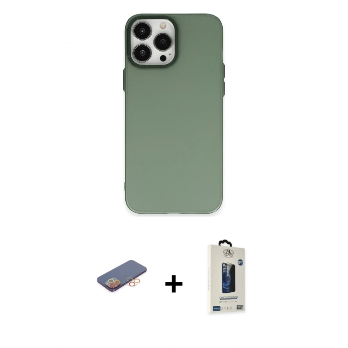 MARSİLYAN™- iPhone 13 Pro Max Kılıf Ahenk Çizgi Prime - Siyah Bilvis Hayalet Cam Ekran Koruyucu + Turuncu Renkli Kamera Lens Koruma Cam