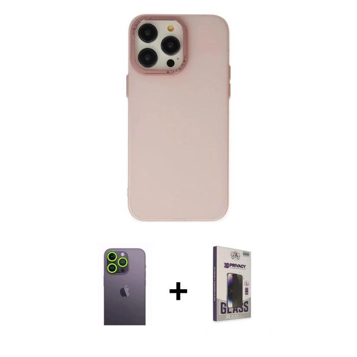 MARSİLYAN™- iPhone 13 Pro Max Kılıf Ahenk Çizgi Prime - Siyah Bilvis Hayalet Cam Ekran Koruyucu + Neon Fosforlu Kamera Lens - YL