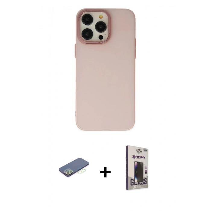 MARSİLYAN™- iPhone 13 Pro Max Kılıf Ahenk Çizgi Prime - Siyah Bilvis Hayalet Cam Ekran Koruyucu + Renkli Kamera Lens Koruma Cam - YL