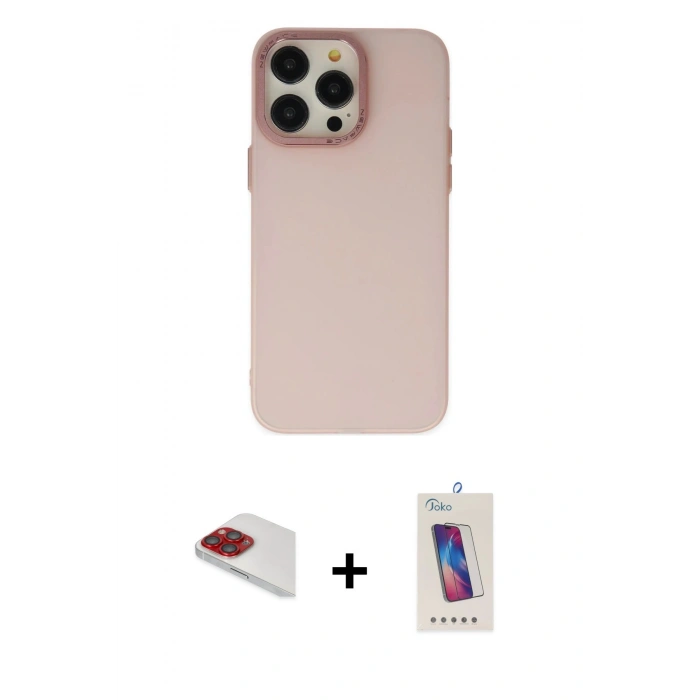 MARSİLYAN™- iPhone 13 Pro Max Kılıf Ahenk Çizgi Prime - Siyah Joko 5D Cam + Pers Alüminyum Kamera Lens - KI