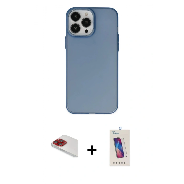 MARSİLYAN™- iPhone 13 Pro Max Kılıf Ahenk Çizgi Prime - Siyah Joko 5D Cam + Pers Alüminyum Kamera Lens - KI