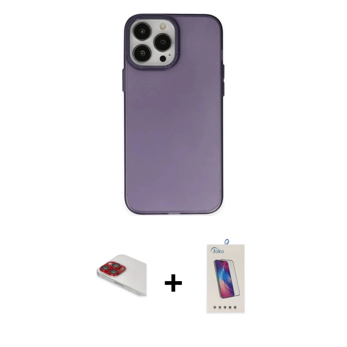MARSİLYAN™- iPhone 13 Pro Max Kılıf Ahenk Çizgi Prime - Siyah Joko 5D Cam + Pers Alüminyum Kamera Lens - KI