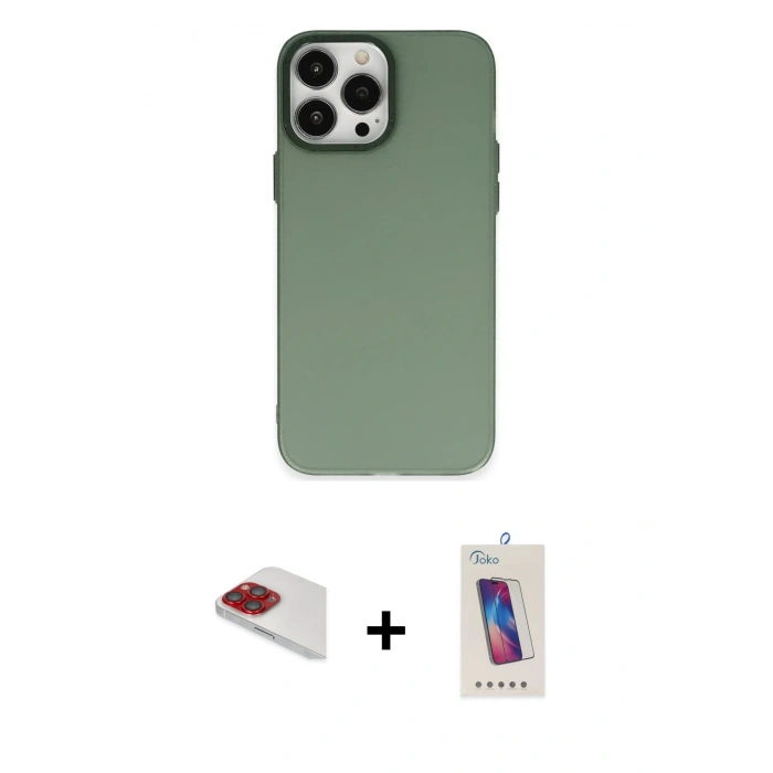 MARSİLYAN™- iPhone 13 Pro Max Kılıf Ahenk Çizgi Prime - Siyah Joko 5D Cam + Pers Alüminyum Kamera Lens - KI