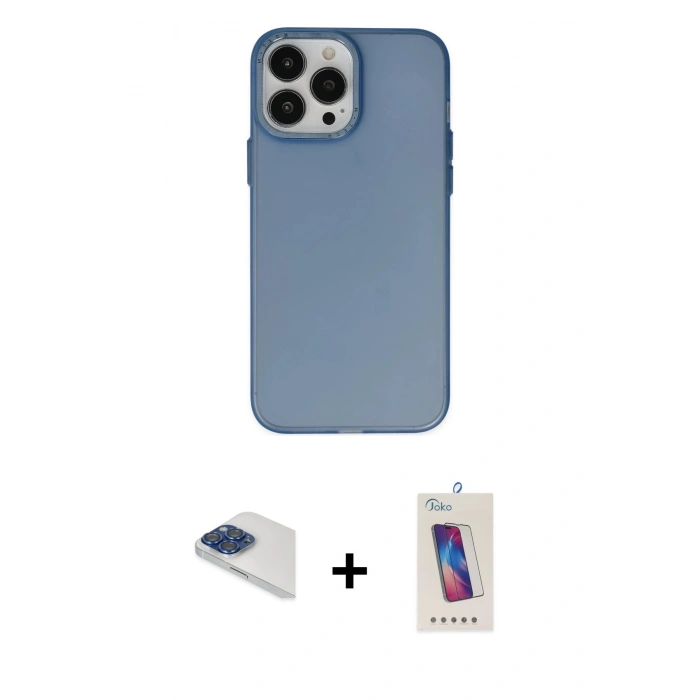 MARSİLYAN™- iPhone 13 Pro Max Kılıf Ahenk Çizgi Prime - Siyah Joko 5D Cam + Pers Alüminyum Kamera Lens - LT