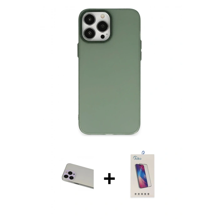 MARSİLYAN™- iPhone 13 Pro Max Kılıf Ahenk Çizgi Prime - Siyah Joko 5D Cam + Rainbow Kamera Lens Koruma Cam - MR
