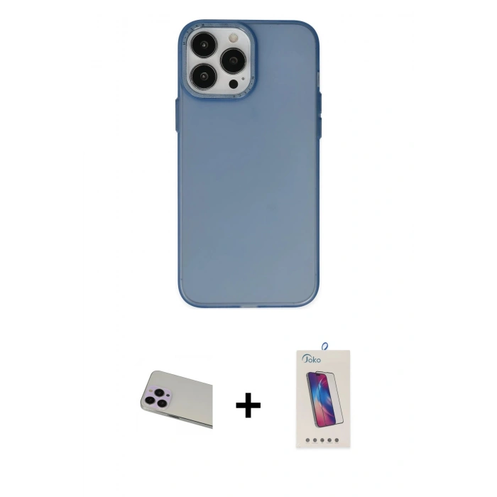 MARSİLYAN™- iPhone 13 Pro Max Kılıf Ahenk Çizgi Prime - Siyah Joko 5D Cam + Rainbow Kamera Lens Koruma Cam - MR