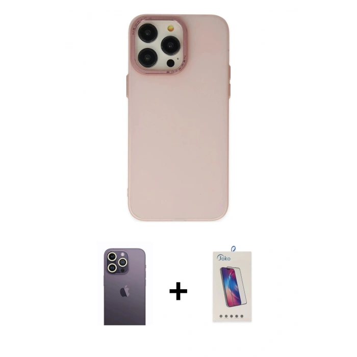 MARSİLYAN™- iPhone 13 Pro Max Kılıf Ahenk Çizgi Prime - Siyah Joko 5D Cam + Neon Fosforlu Kamera Lens - BZ