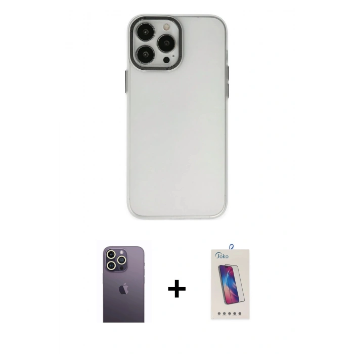 MARSİLYAN™- iPhone 13 Pro Max Kılıf Ahenk Çizgi Prime - Siyah Joko 5D Cam + Neon Fosforlu Kamera Lens - BZ
