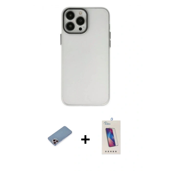 MARSİLYAN™- iPhone 13 Pro Max Kılıf Ahenk Çizgi Prime - Siyah Joko 5D Cam + Shine Kamera Lens Koruma Cam - PE