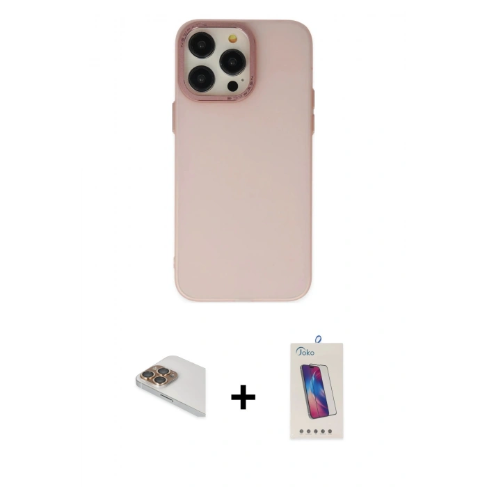MARSİLYAN™- iPhone 13 Pro Max Kılıf Ahenk Çizgi Prime - Siyah Joko 5D Cam + Pers Alüminyum Kamera Lens - GD
