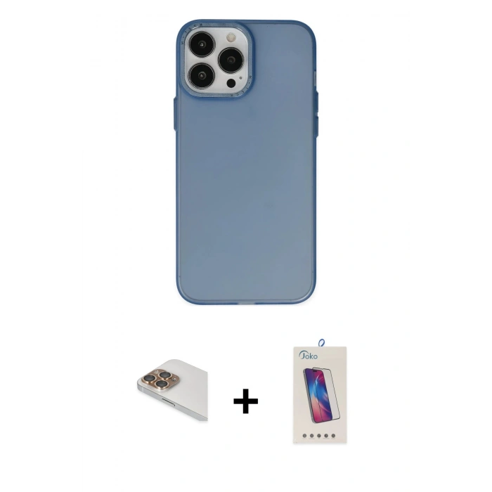 MARSİLYAN™- iPhone 13 Pro Max Kılıf Ahenk Çizgi Prime - Siyah Joko 5D Cam + Pers Alüminyum Kamera Lens - GD