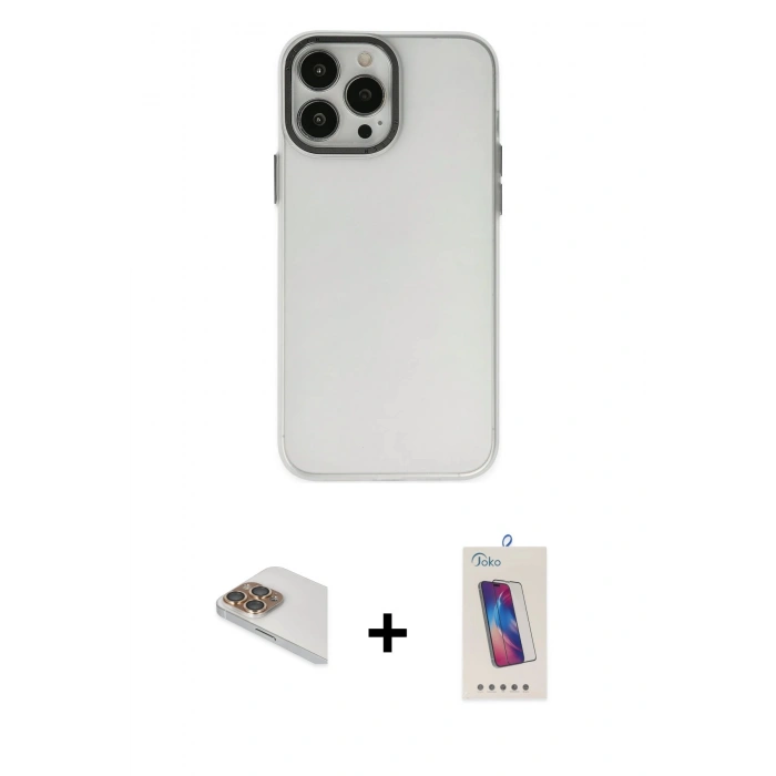 MARSİLYAN™- iPhone 13 Pro Max Kılıf Ahenk Çizgi Prime - Siyah Joko 5D Cam + Pers Alüminyum Kamera Lens - GD