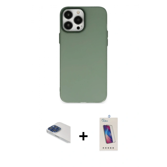 MARSİLYAN™- iPhone 13 Pro Max Kılıf Ahenk Çizgi Prime - Siyah Joko 5D Cam + Pers Alüminyum Kamera Lens - LT