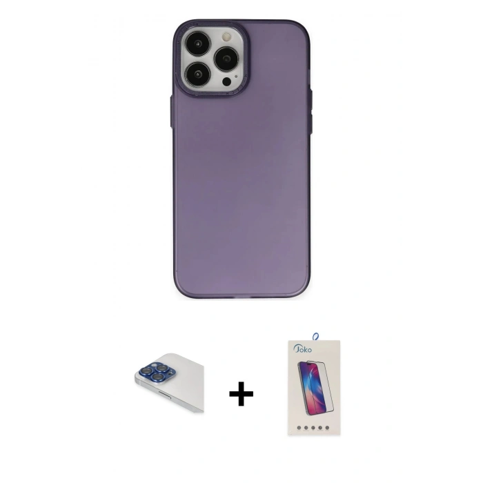 MARSİLYAN™- iPhone 13 Pro Max Kılıf Ahenk Çizgi Prime - Siyah Joko 5D Cam + Pers Alüminyum Kamera Lens - LT