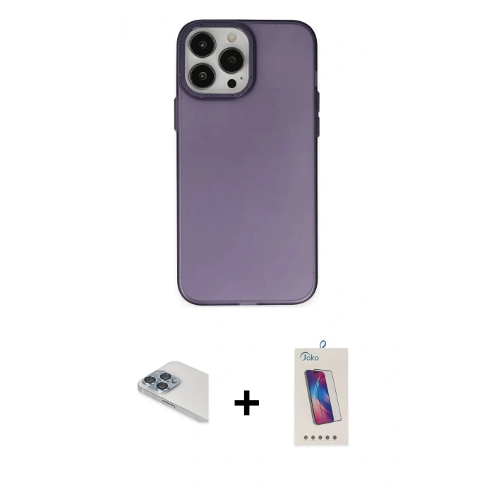 MARSİLYAN™- iPhone 13 Pro Max Kılıf Ahenk Çizgi Prime - Siyah Joko 5D Cam + Pers Alüminyum Kamera Lens - SABE