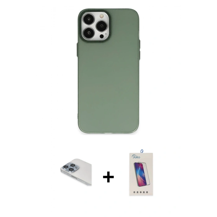 MARSİLYAN™- iPhone 13 Pro Max Kılıf Ahenk Çizgi Prime - Siyah Joko 5D Cam + Pers Alüminyum Kamera Lens - SABE