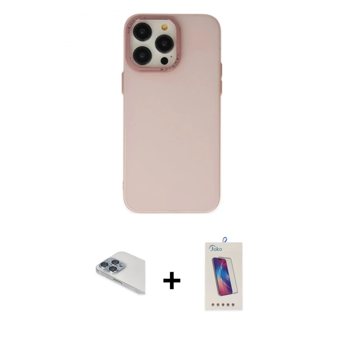 MARSİLYAN™- iPhone 13 Pro Max Kılıf Ahenk Çizgi Prime - Siyah Joko 5D Cam + Pers Alüminyum Kamera Lens - SABE