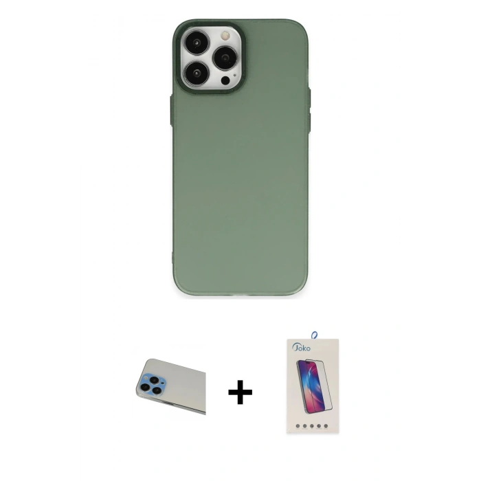 MARSİLYAN™- iPhone 13 Pro Max Kılıf Ahenk Çizgi Prime - Siyah Joko 5D Cam + Rainbow Kamera Lens Koruma Cam - MI
