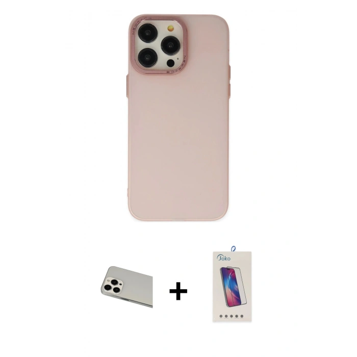 MARSİLYAN™- iPhone 13 Pro Max Kılıf Ahenk Çizgi Prime - Siyah Joko 5D Cam + Rainbow Kamera Lens Koruma Cam - BZ