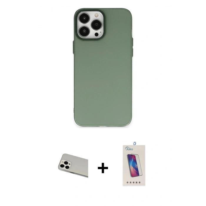 MARSİLYAN™- iPhone 13 Pro Max Kılıf Ahenk Çizgi Prime - Siyah Joko 5D Cam + Rainbow Kamera Lens Koruma Cam - BZ