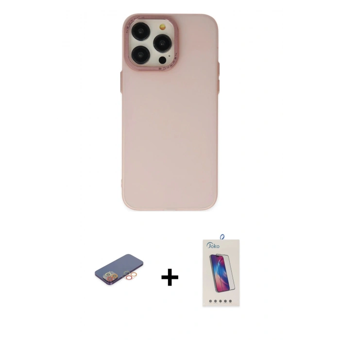 MARSİLYAN™- iPhone 13 Pro Max Kılıf Ahenk Çizgi Prime - Siyah Joko 5D Cam + Renkli Kamera Lens Koruma Cam - TU