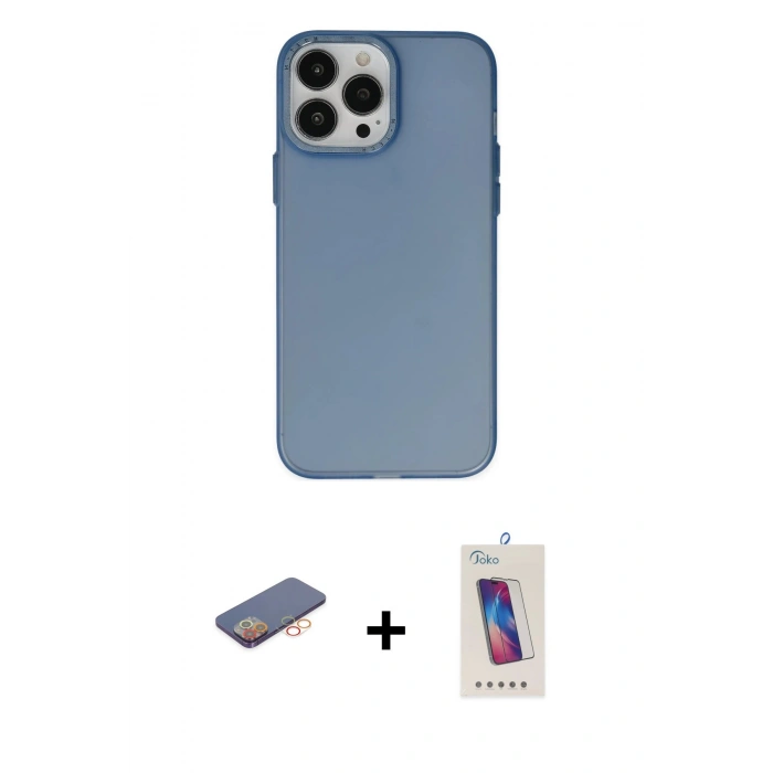 MARSİLYAN™- iPhone 13 Pro Max Kılıf Ahenk Çizgi Prime - Siyah Joko 5D Cam + Renkli Kamera Lens Koruma Cam - TU