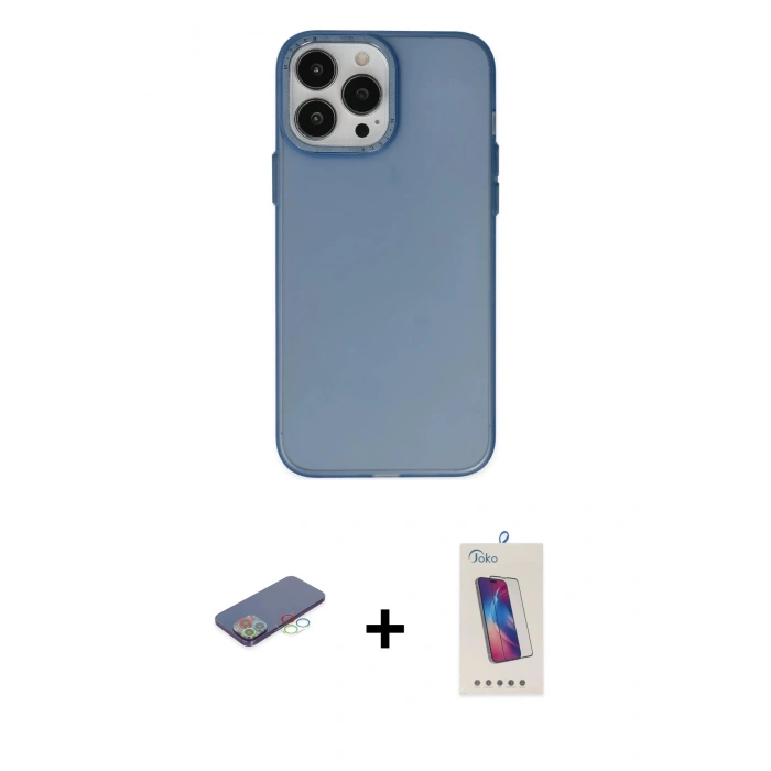 MARSİLYAN™- iPhone 13 Pro Max Kılıf Ahenk Çizgi Prime - Siyah Joko 5D Cam + Renkli Kamera Lens Koruma Cam - MI