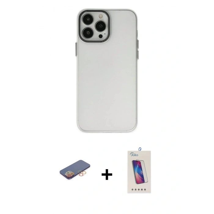 MARSİLYAN™- iPhone 13 Pro Max Kılıf Ahenk Çizgi Prime - Siyah Joko 5D Cam + Renkli Kamera Lens Koruma Cam - TU