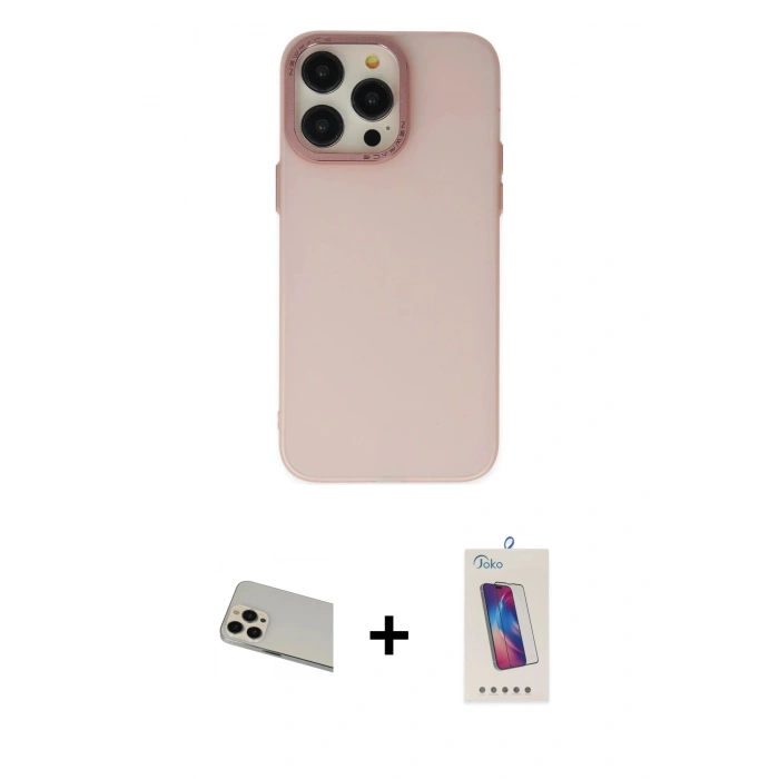 MARSİLYAN™- iPhone 13 Pro Max Kılıf Ahenk Çizgi Prime - Siyah Joko 5D Cam + Rainbow Kamera Lens Koruma Cam - REGD