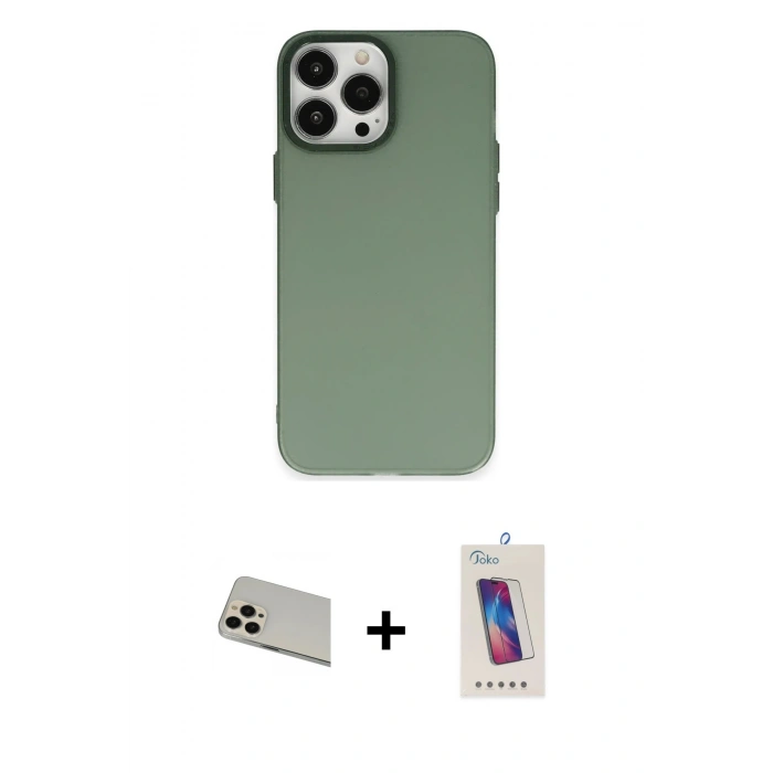 MARSİLYAN™- iPhone 13 Pro Max Kılıf Ahenk Çizgi Prime - Siyah Joko 5D Cam + Rainbow Kamera Lens Koruma Cam - REGD