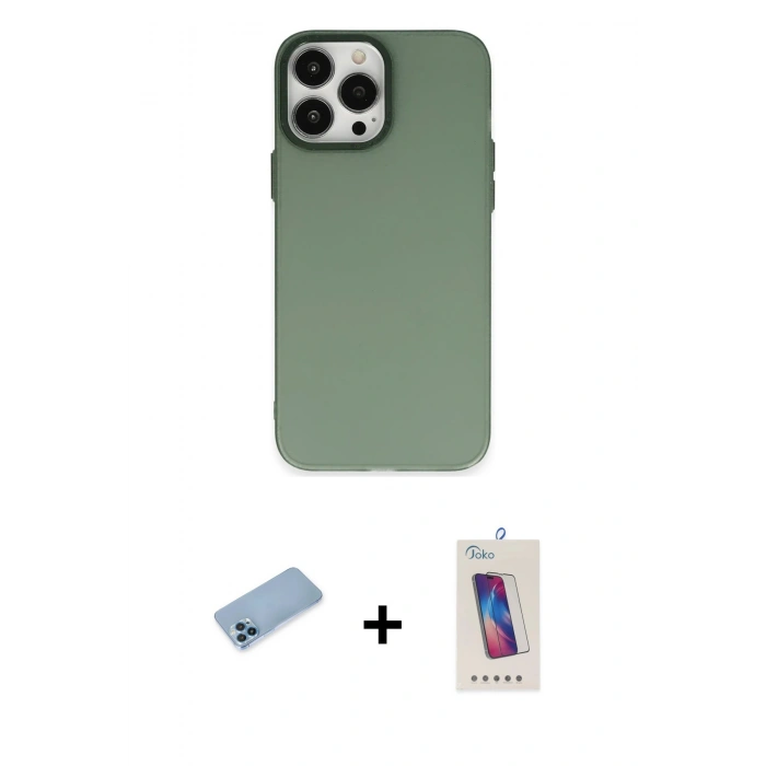MARSİLYAN™- iPhone 13 Pro Max Kılıf Ahenk Çizgi Prime - Siyah Joko 5D Cam + Shine Kamera Lens Koruma Cam - MI