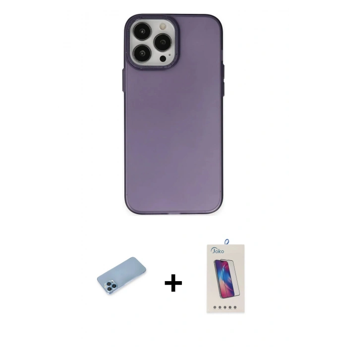 MARSİLYAN™- iPhone 13 Pro Max Kılıf Ahenk Çizgi Prime - Siyah Joko 5D Cam + Shine Kamera Lens Koruma Cam - MI