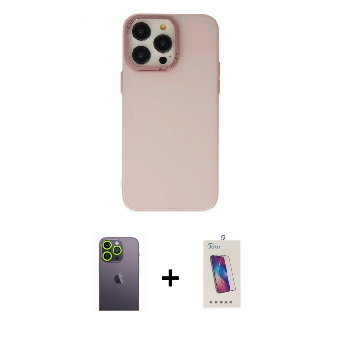 MARSİLYAN™- iPhone 13 Pro Max Kılıf Ahenk Çizgi Prime - Siyah Joko 5D Cam + Neon Fosforlu Kamera Lens - YL