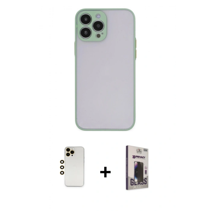 MARSİLYAN™- iPhone 13 Pro Max Kılıf Ahenk Çizgi Serisi - Siyah Bilvis Hayalet Cam Ekran Koruyucu + Shine Kamera Lens - GD
