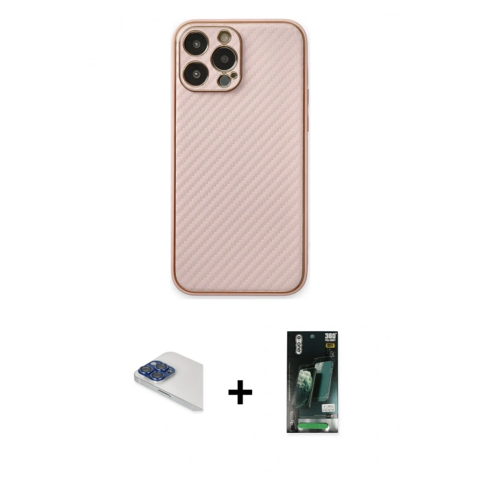 MARSİLYAN™- iPhone 13 Pro Max Kılıf Ahenk Işık - Şeffaf 360 Full Body Arka Koruyucu + Pers Alüminyum Kamera Lens - LT