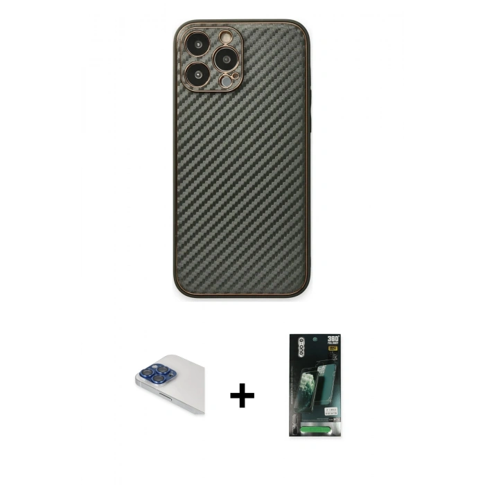 MARSİLYAN™- iPhone 13 Pro Max Kılıf Ahenk Işık - Şeffaf 360 Full Body Arka Koruyucu + Pers Alüminyum Kamera Lens - LT