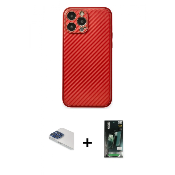 MARSİLYAN™- iPhone 13 Pro Max Kılıf Ahenk Işık - Şeffaf 360 Full Body Arka Koruyucu + Pers Alüminyum Kamera Lens - LT