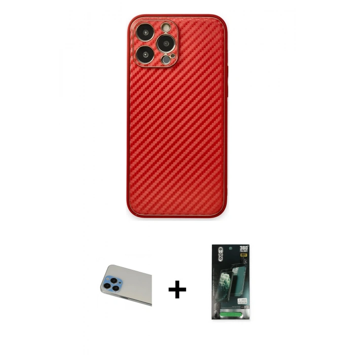 MARSİLYAN™- iPhone 13 Pro Max Kılıf Ahenk Işık - Şeffaf 360 Full Body Arka Koruyucu + Rainbow Kamera Lens Koruma Cam - MI