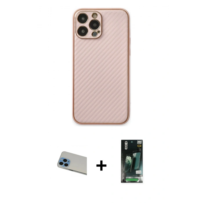 MARSİLYAN™- iPhone 13 Pro Max Kılıf Ahenk Işık - Şeffaf 360 Full Body Arka Koruyucu + Rainbow Kamera Lens Koruma Cam - MI