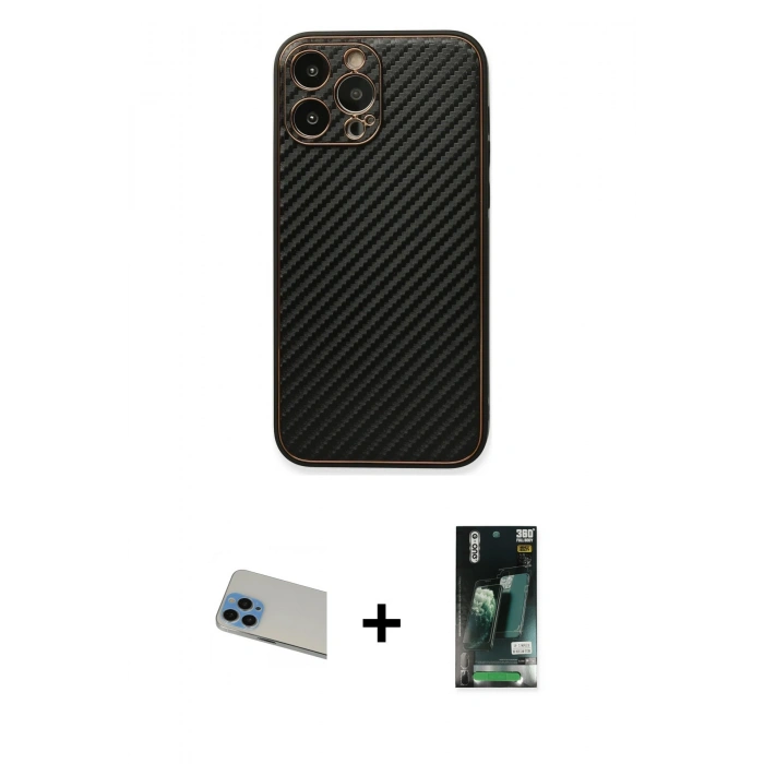 MARSİLYAN™- iPhone 13 Pro Max Kılıf Ahenk Işık - Şeffaf 360 Full Body Arka Koruyucu + Rainbow Kamera Lens Koruma Cam - MI