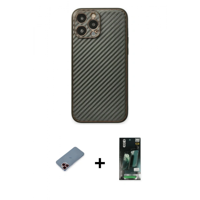 MARSİLYAN™- iPhone 13 Pro Max Kılıf Ahenk Işık - Şeffaf 360 Full Body Arka Koruyucu + Metal Kamera Lens Koruma Cam - KI