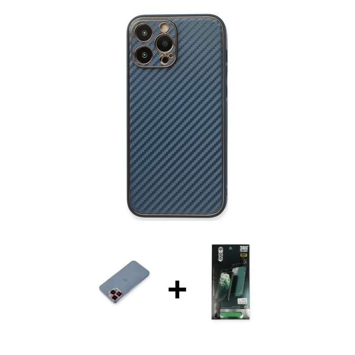 MARSİLYAN™- iPhone 13 Pro Max Kılıf Ahenk Işık - Şeffaf 360 Full Body Arka Koruyucu + Metal Kamera Lens Koruma Cam - KI